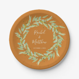 Assiettes En Carton Serre de verdure sur Mariage Ochre
