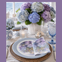 Assiettes En Carton Serviette de table aquarelle Lilas Hydrangea