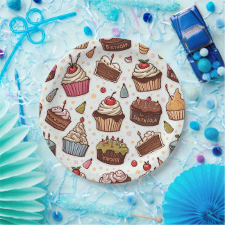 Assiettes En Carton Serviette en papier à motif de gâteau