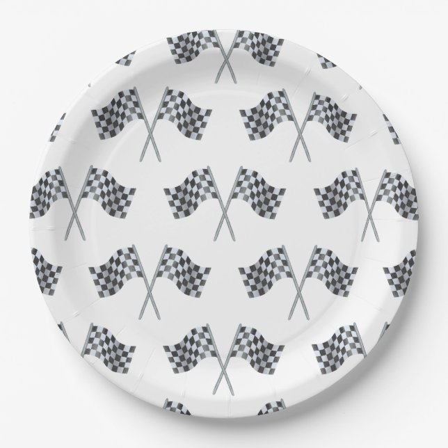 Assiettes En Carton Serviette pour baby shower Drapeau à damier (Devant)