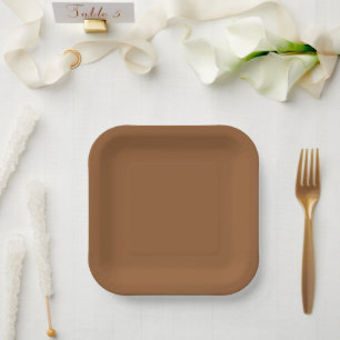 Assiettes En Carton Serviettes de couleur marron uni