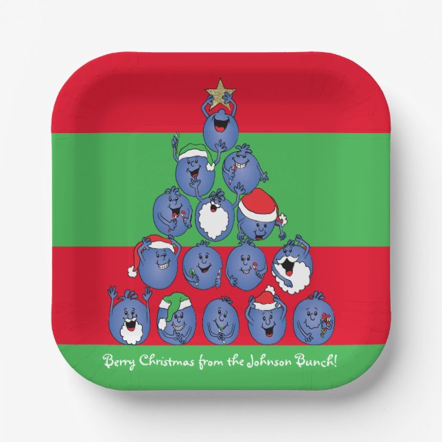 Assiettes En Carton Serviettes de Noël personnalisées "Berry Christmas (Recto)