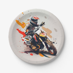 Assiettes En Carton Serviettes du Motocross Party