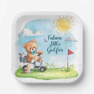 Assiettes En Carton Serviettes pour Baby Shower 'Ourson de golf C'est
