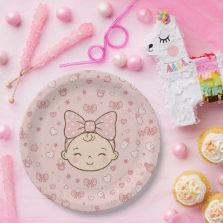 Assiettes En Carton Serviettes pour fête de bébé fille
