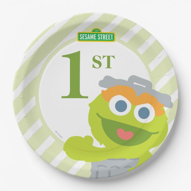 Assiettes En Carton Sesame Street Baby Oscar the Grouch Anniversaire (Devant)