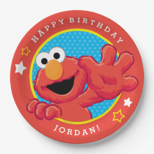 Assiettes En Carton Sesame Street Elmo - anniversaire de point et
