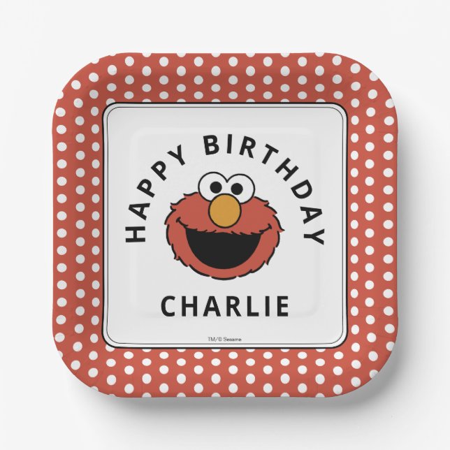 Assiettes En Carton Sesame Street | Elmo - First Birthday Paper Plates (Recto)