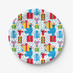 Assiettes En Carton Sesame Street Noël Présente Motif