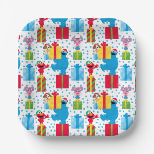 Assiettes En Carton Sesame Street Noël Présente Motif