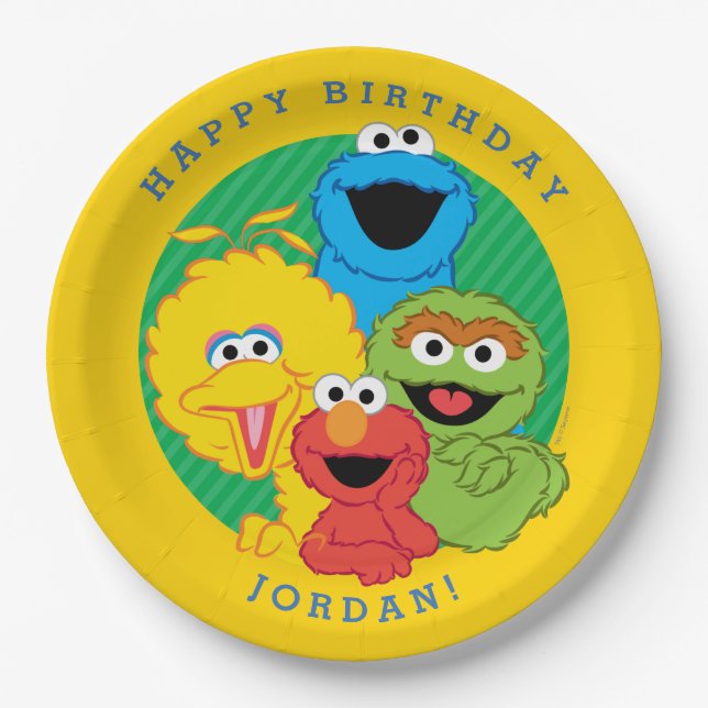 Assiettes En Carton Sesame Street Pals Anniversaire (Devant)