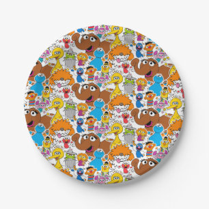 Assiettes En Carton Sesame Street Pals Doodley Motif
