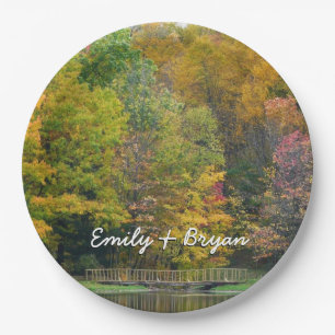 Assiettes En Carton Seven Springs Fall Bridge II Autumn Paysage