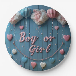 Assiettes En Carton Sexe Révéler Garçon ou Fille Plaques en papier ros