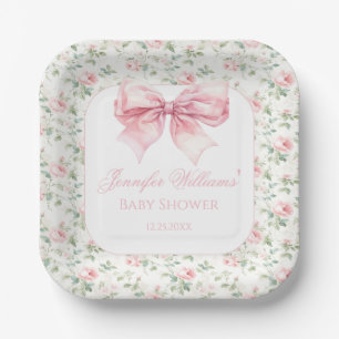 Assiettes En Carton Shabby chic arc rose fleuri bébé douche
