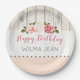 Assiettes En Carton Shabby Chic Rose Rustique Bois Personnalisé Annive
