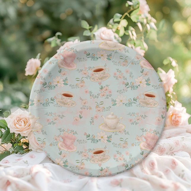 Assiettes En Carton Shabby chic Tea Party Fête des mariées (Créateur téléchargé)