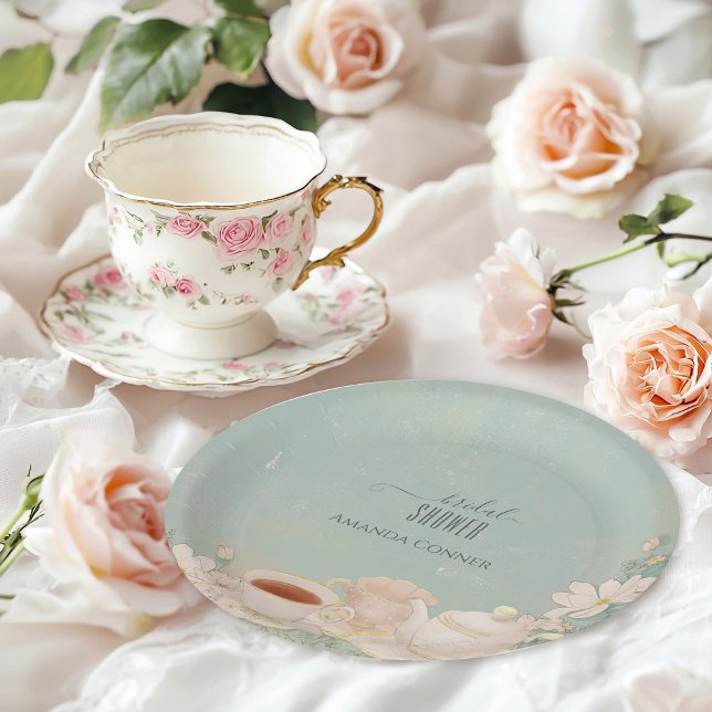 Assiettes En Carton Shabby chic Tea Party Fête des mariées (Créateur téléchargé)