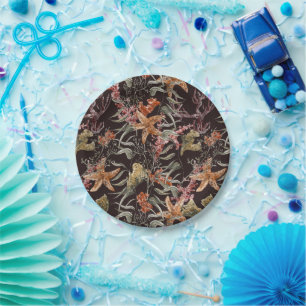 Assiettes En Carton Shabby Sea Life Pattern