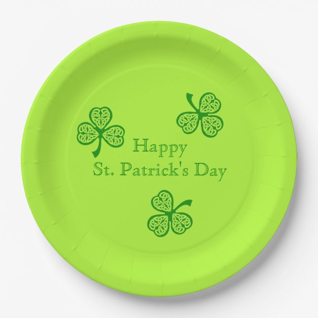 Assiettes En Carton Shamrock celte Bonne St Patrick's Day (Devant)