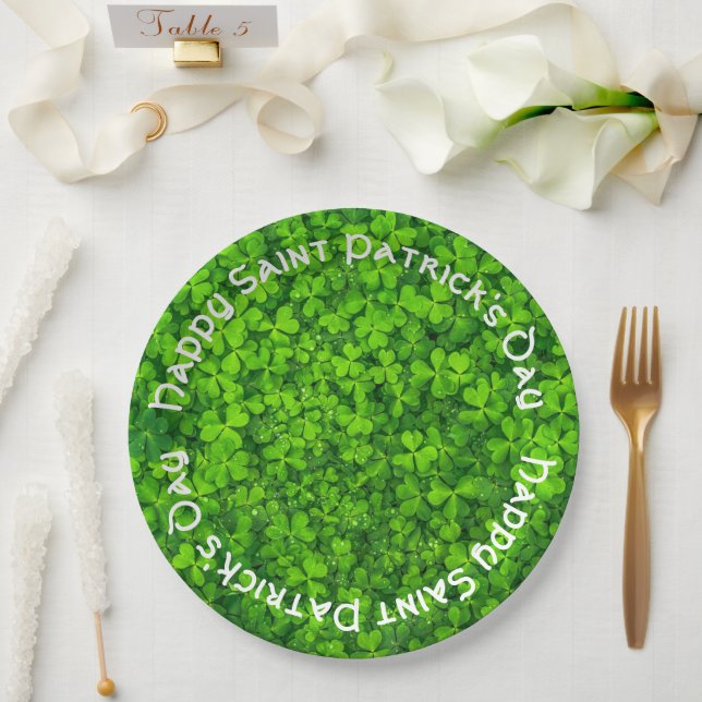 Assiettes En Carton Shamrock Clover Feuille St. Patrick's Day Party (Mariage)