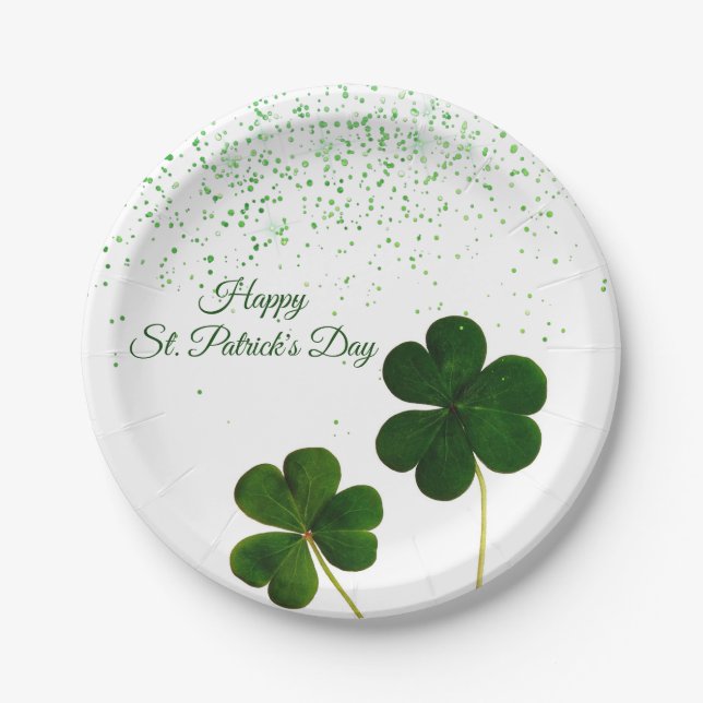 Assiettes En Carton Shamrock de la verdure St. Patricks (Devant)