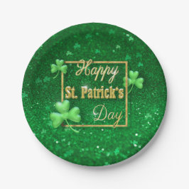Assiettes En Carton Shamrock d'or de la Saint-Patrick