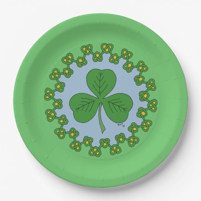 Assiettes En Carton Shamrock et réseau (Devant)