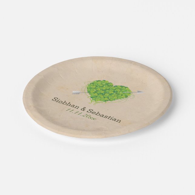 Assiettes En Carton Shamrock Mariage irlandais Heart (Angle)