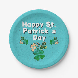 Assiettes En Carton Shamrock moderne Clover Joyeux Saint Patrick`s Day