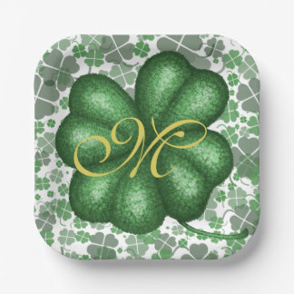 Assiettes En Carton Shamrock monogramme