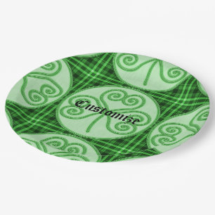 Assiettes En Carton Shamrock vert et noir