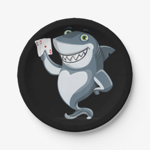 Assiettes En Carton Shark Poker Player - Drôle Poker cadeau