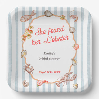 Assiettes En Carton She Found Her Lobster Coastal Bridal Shower