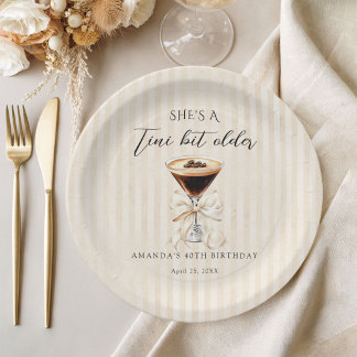 Assiettes En Carton She's a Tini Bit Older Espresso Martini Birthday