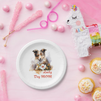 Assiettes En Carton Shetland Sheepdog Chiot Pet Aquarelle
