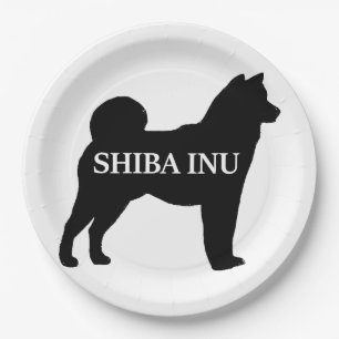 Assiettes En Carton Shiba Inu nom silo noir