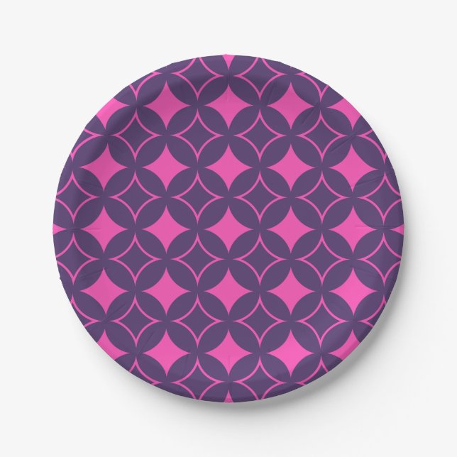 Assiettes En Carton shippo rose et violet (Devant)