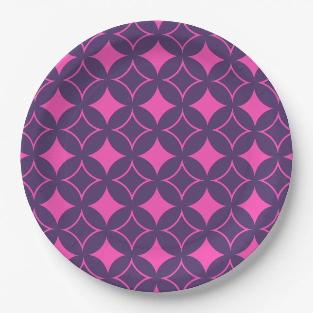 Assiettes En Carton shippo rose et violet (Devant)