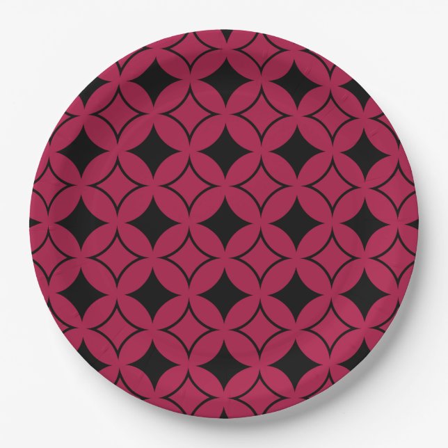 Assiettes En Carton Shippo rouge et noir (Devant)