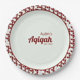 Assiettes En Carton SHRIMPLEMENT Motif blanc rouge, Baby shower Aqiqah
