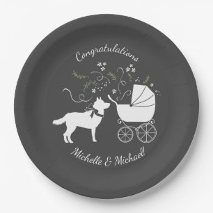 Assiettes En Carton Sibérie Husky Chien Baby shower Chien Chiot Gris