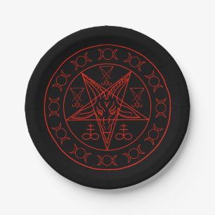 Assiettes En Carton Sigil de Baphomet triple lune et sigil de lucifer
