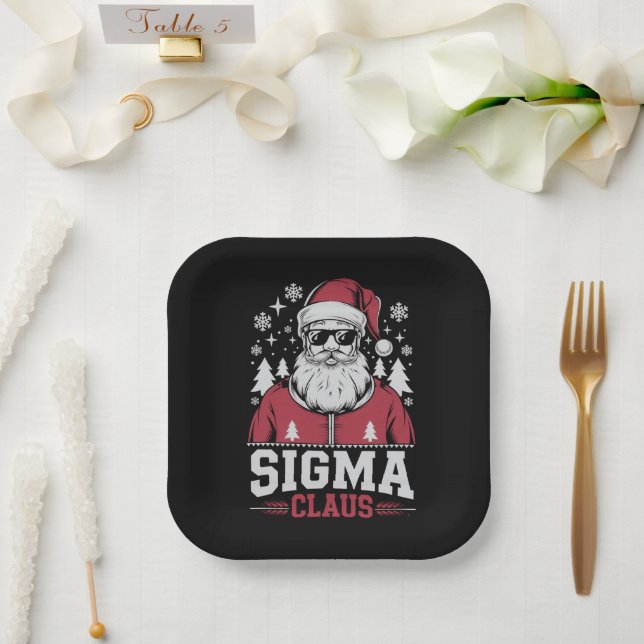 Assiettes En Carton Sigma Claus Cool Père Noël Christmas Rizz Rizzler  (Mariage)