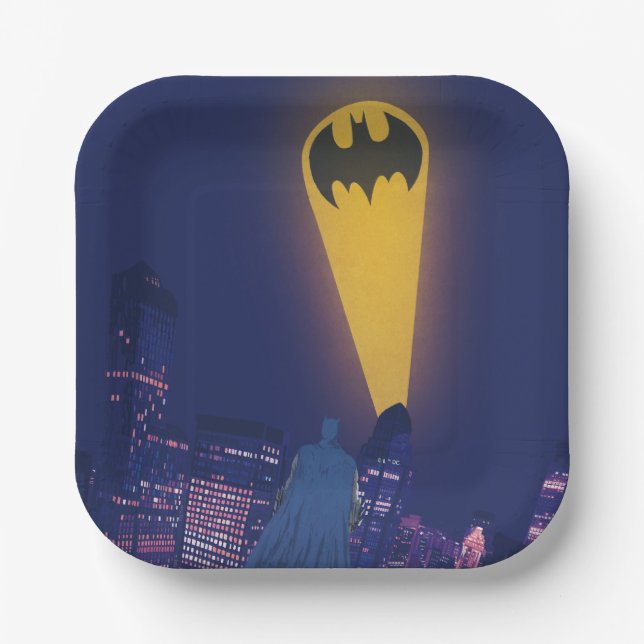 Assiettes En Carton Signal de chauve-souris sur Gotham (Recto)