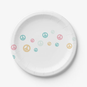 Assiettes En Carton Signal de paix rose Retro