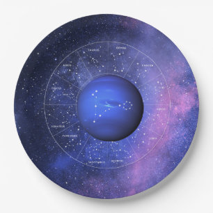Assiettes En Carton Signe astrologique de Pisces Zodiac Planète Neptu