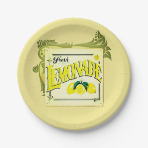 Assiettes En Carton signe vintage citron jaune vert