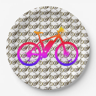Assiettes En Carton Silhouette à bicyclette