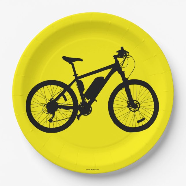 Assiettes En Carton Silhouette à bicyclette (Devant)